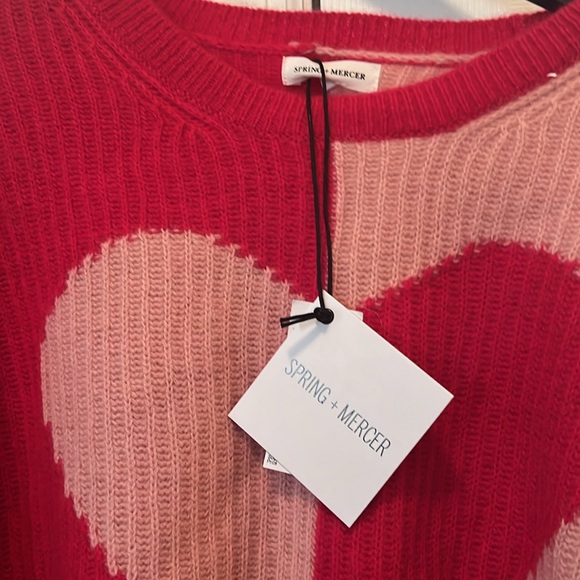 Fabulous 2 tone pink cashmere sweater with heart. NWT Size Large. - Picture 2 of 11
